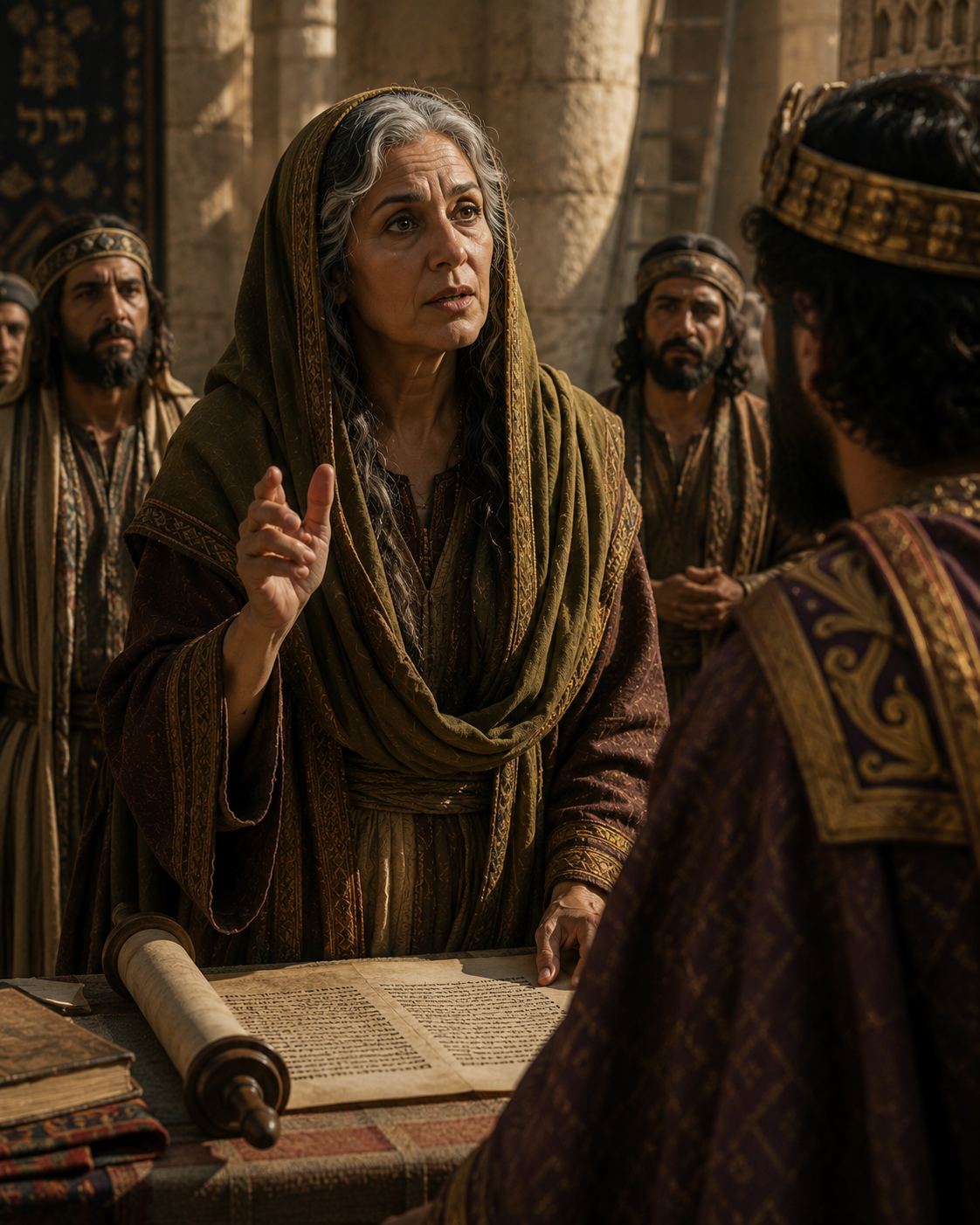 A prophetess speaking to the king