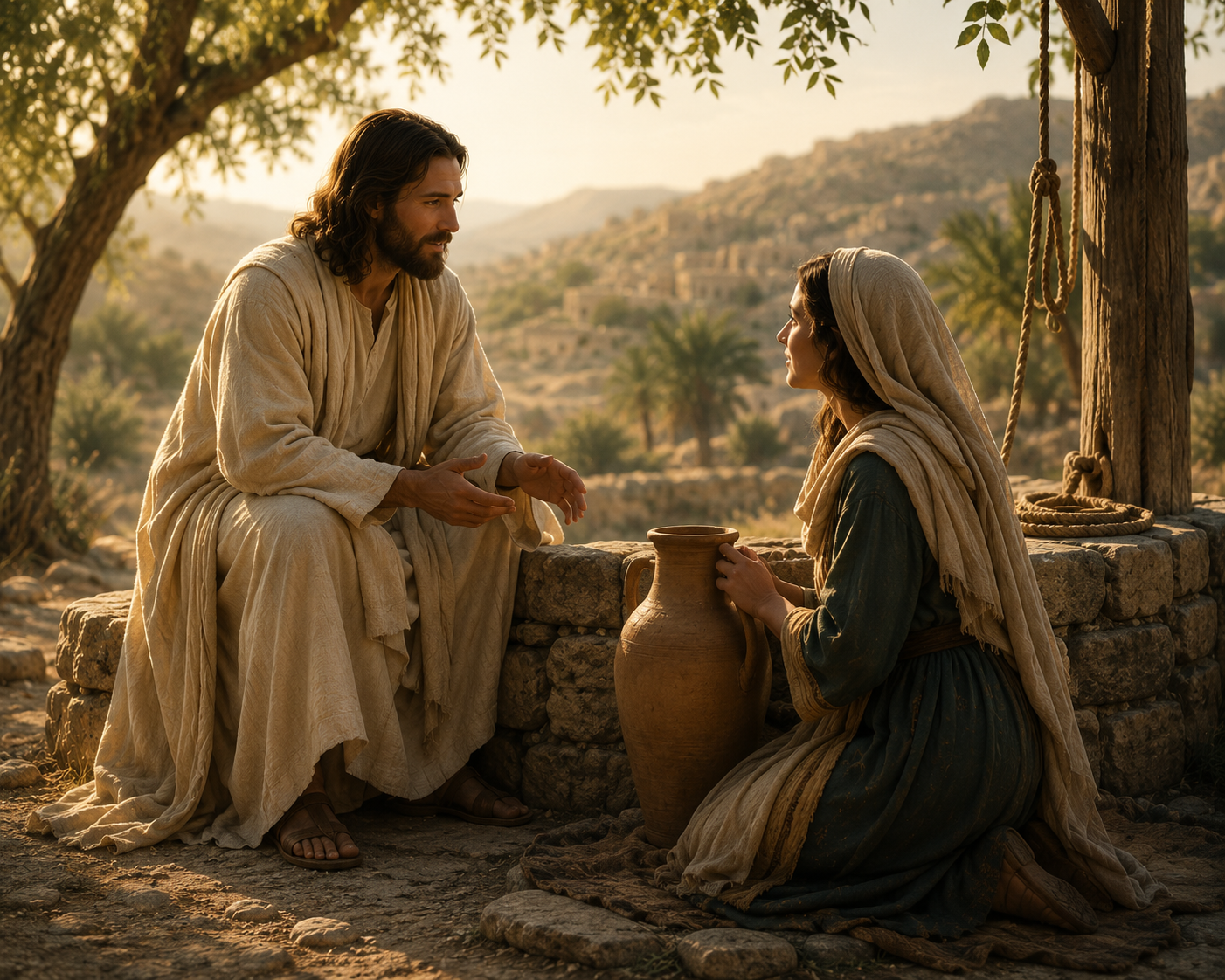 Jesus and the Samaritan woman at the well